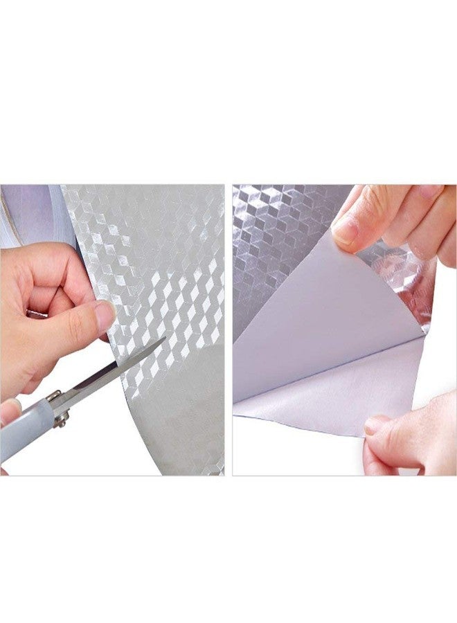 Roktry Kitchen Wallpaper Self Adhesive Oil Proof Waterproof Stickers Foil Silver Contact Paper Peel and Stick Wallpaper for Kitchen Wall Backsplash Adhesive Shelf Liners - Image 4